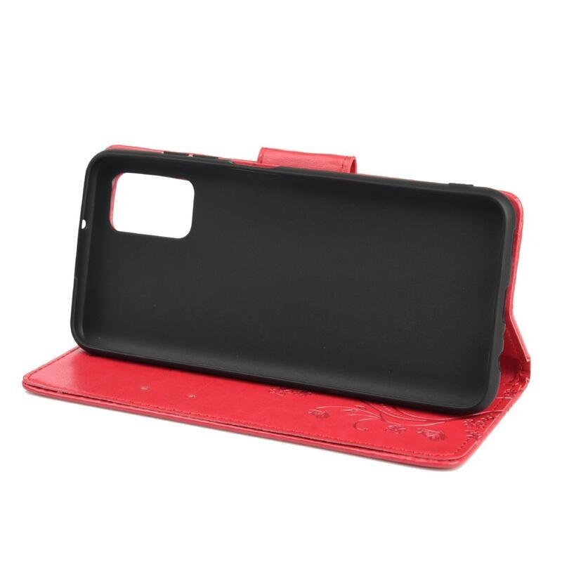 Virág PU bőr pénztárca tok Xiaomi Redmi 10/Redmi 10 (2022) - piros