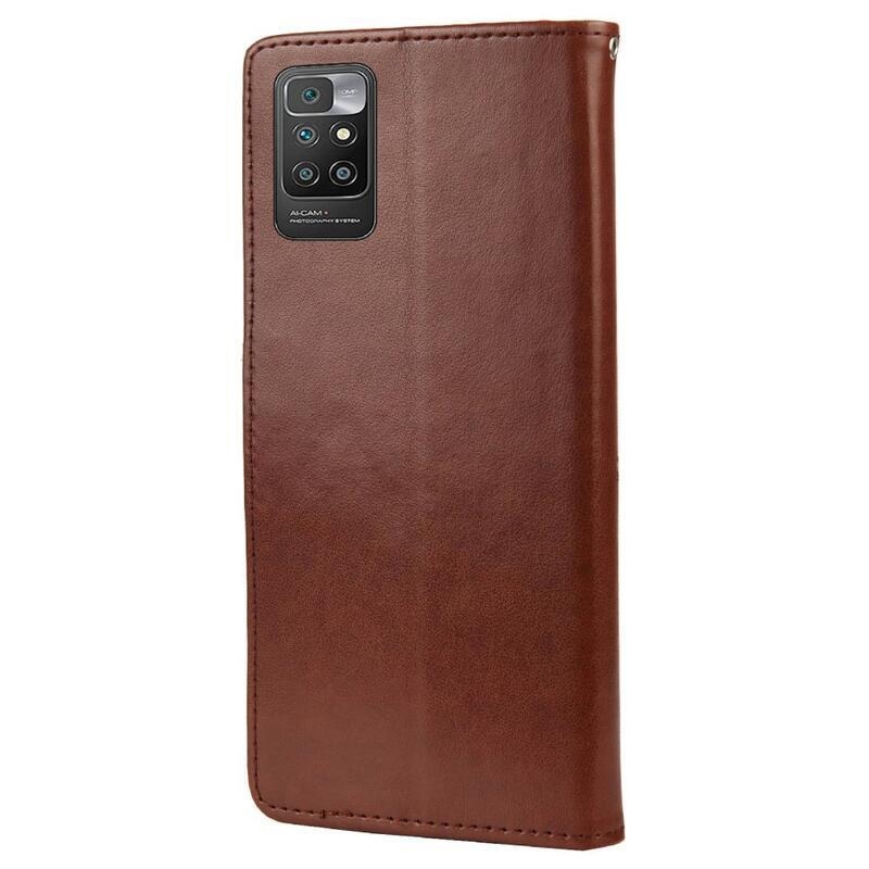 Virág PU bőr pénztárca tok Xiaomi Redmi 10/Redmi 10 (2022) - barna