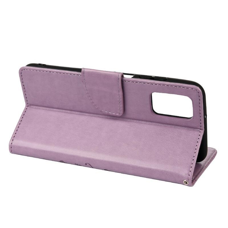 Virág PU bőr pénztárca tok Xiaomi Redmi 10/Redmi 10 (2022) - világos lila