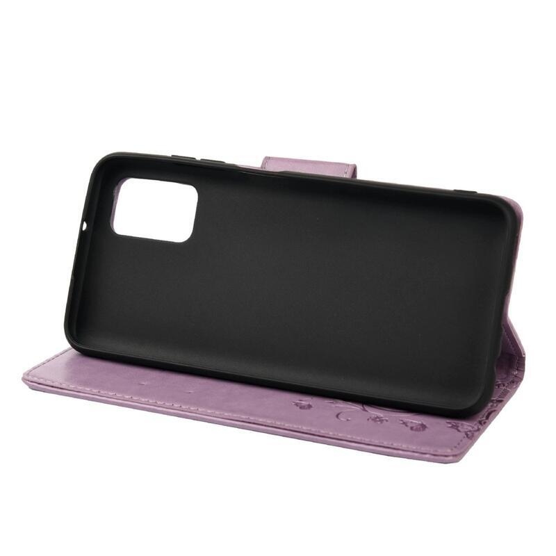 Virág PU bőr pénztárca tok Xiaomi Redmi 10/Redmi 10 (2022) - világos lila