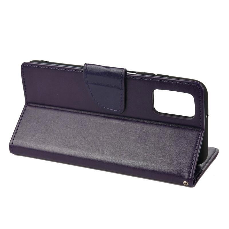 Virág PU bőr pénztárca tok Xiaomi Redmi 10/Redmi 10 (2022) - sötét lila