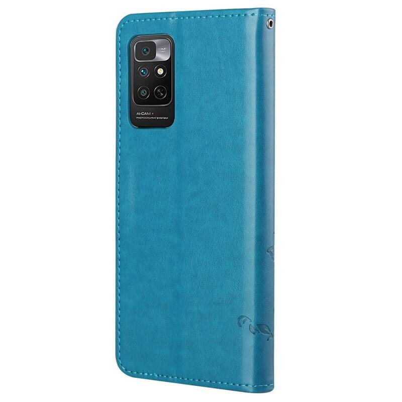 Virág PU bőr pénztárca tok Xiaomi Redmi Note 11 4G/Note 11S 4G - kék