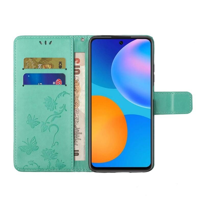 Virág PU bőr pénztárca tok Xiaomi Redmi Note 11 4G/Note 11S 4G - zöld