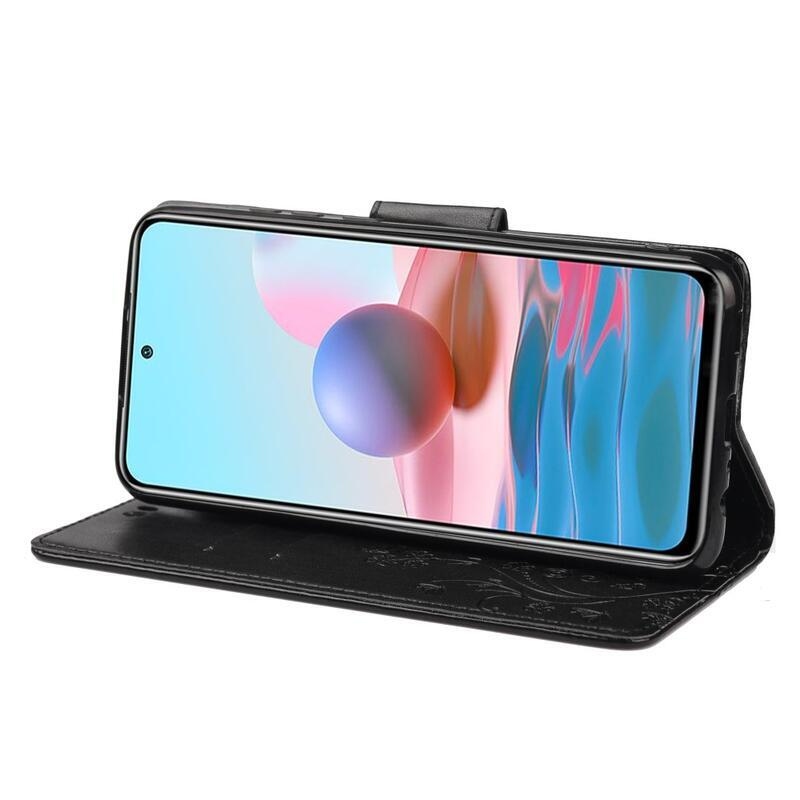 Virág PU bőr pénztárca tok Xiaomi Redmi Note 11 Pro 4G/5G - fekete