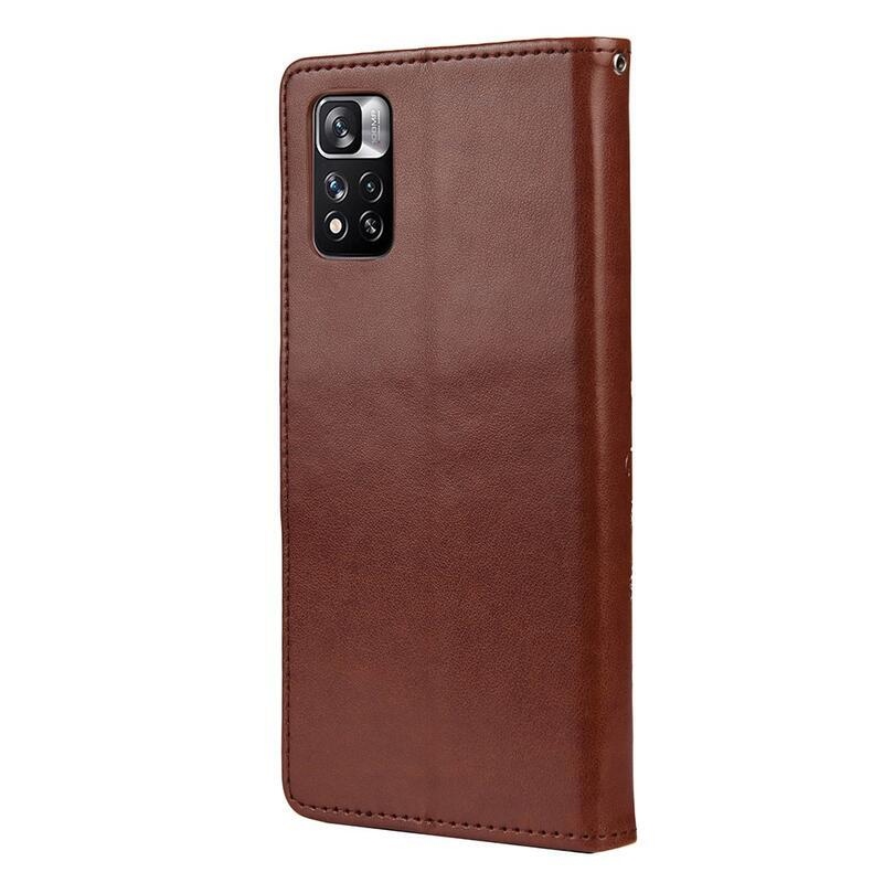 Virág PU bőr pénztárca tok Xiaomi Redmi Note 11 Pro 4G/5G - barna