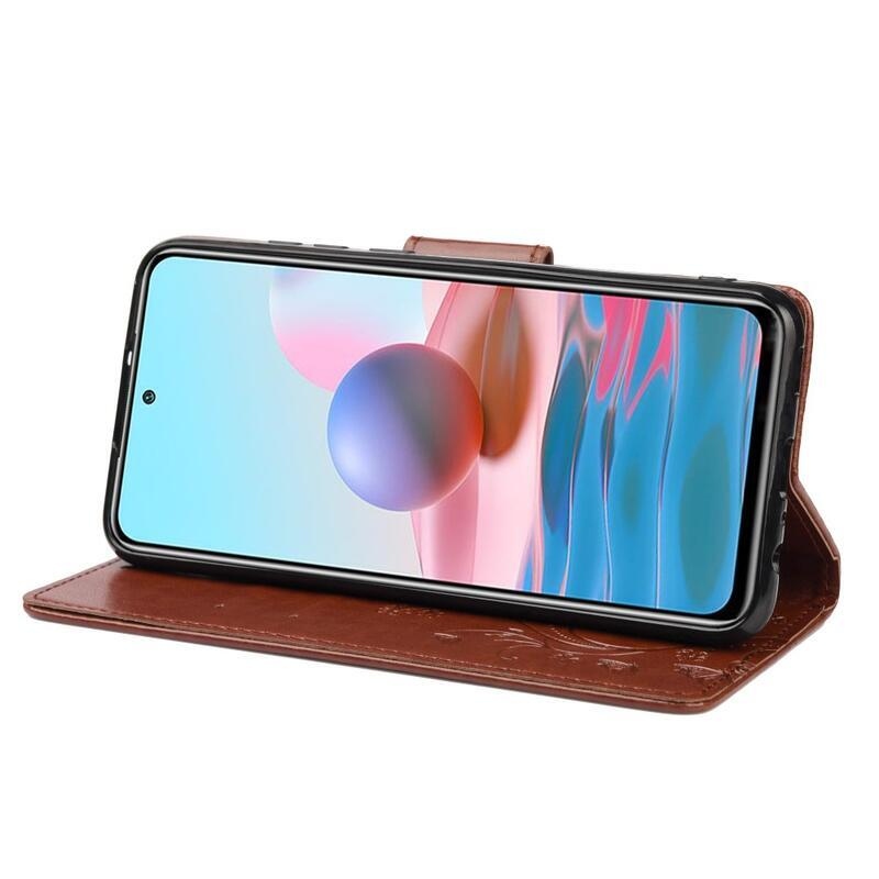 Virág PU bőr pénztárca tok Xiaomi Redmi Note 11 Pro 4G/5G - barna