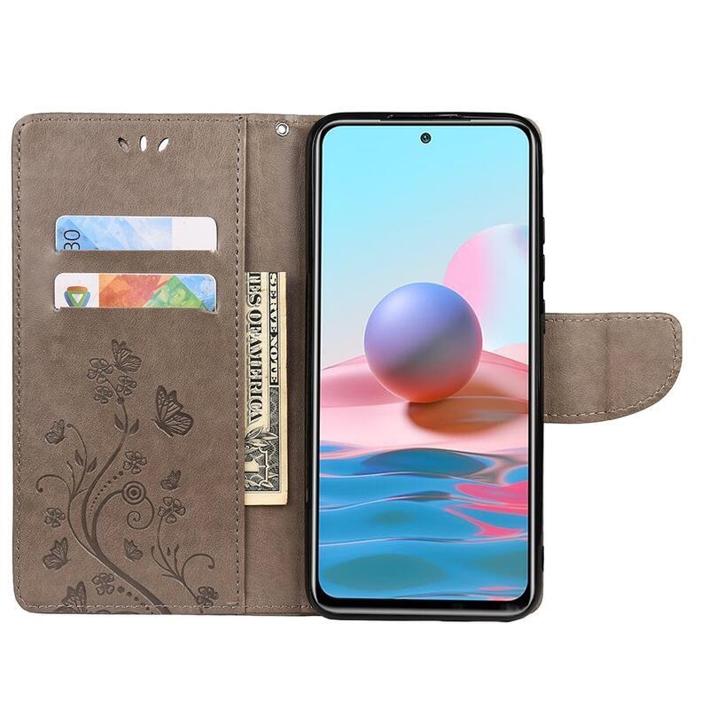 Virág PU bőr pénztárca tok Xiaomi Redmi Note 11 Pro 4G/5G - szürke
