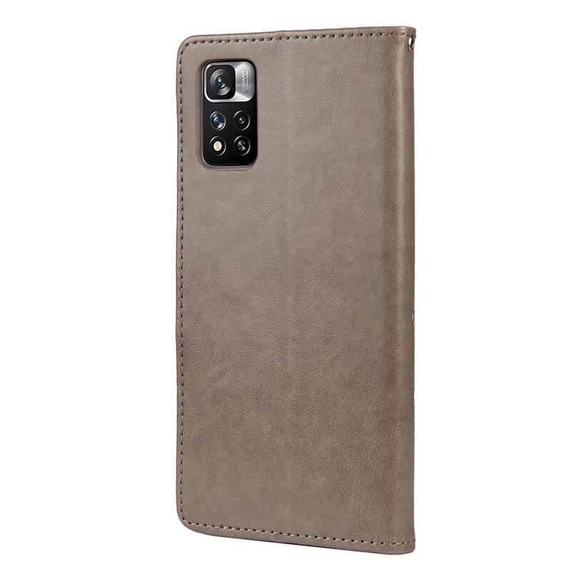 Virág PU bőr pénztárca tok Xiaomi Redmi Note 11 Pro 4G/5G - szürke