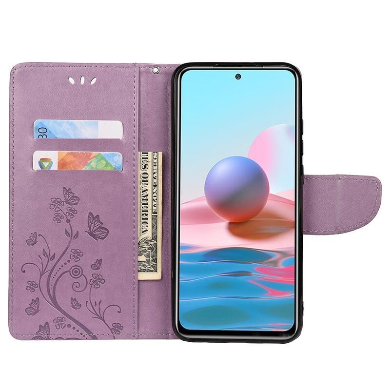 Virág PU bőr pénztárca tok Xiaomi Redmi Note 11 Pro 4G/5G - világos lila