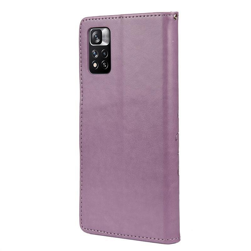 Virág PU bőr pénztárca tok Xiaomi Redmi Note 11 Pro 4G/5G - világos lila