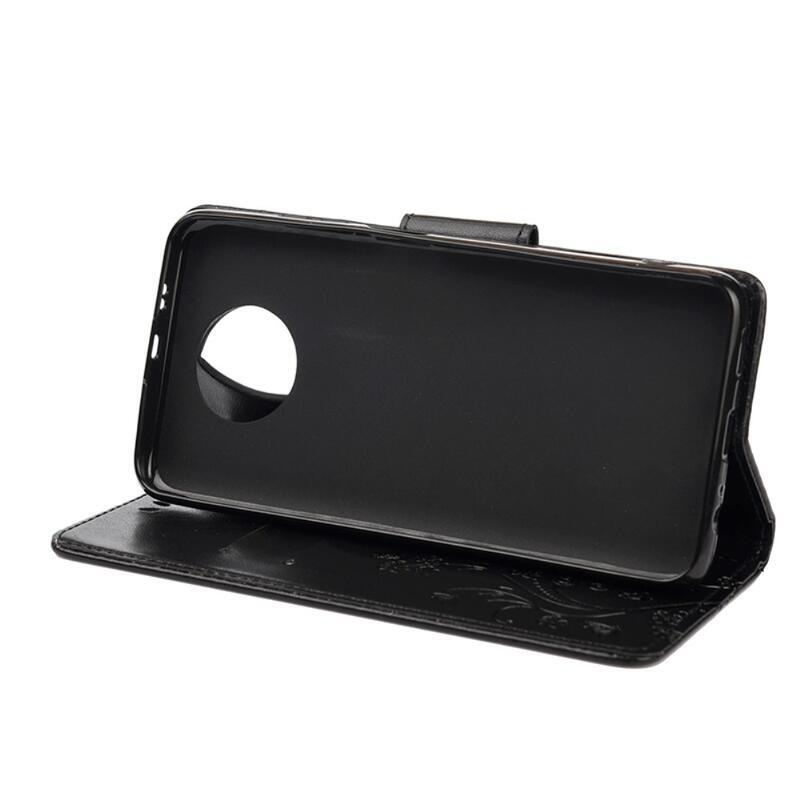 Virág PU bőr pénztárca tok Xiaomi Redmi Note 9T 5G - fekete