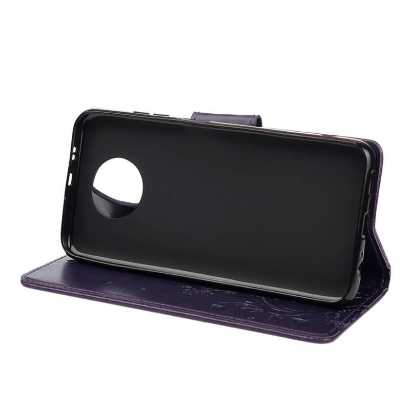 Virág PU bőr pénztárca tok Xiaomi Redmi Note 9T 5G - lila