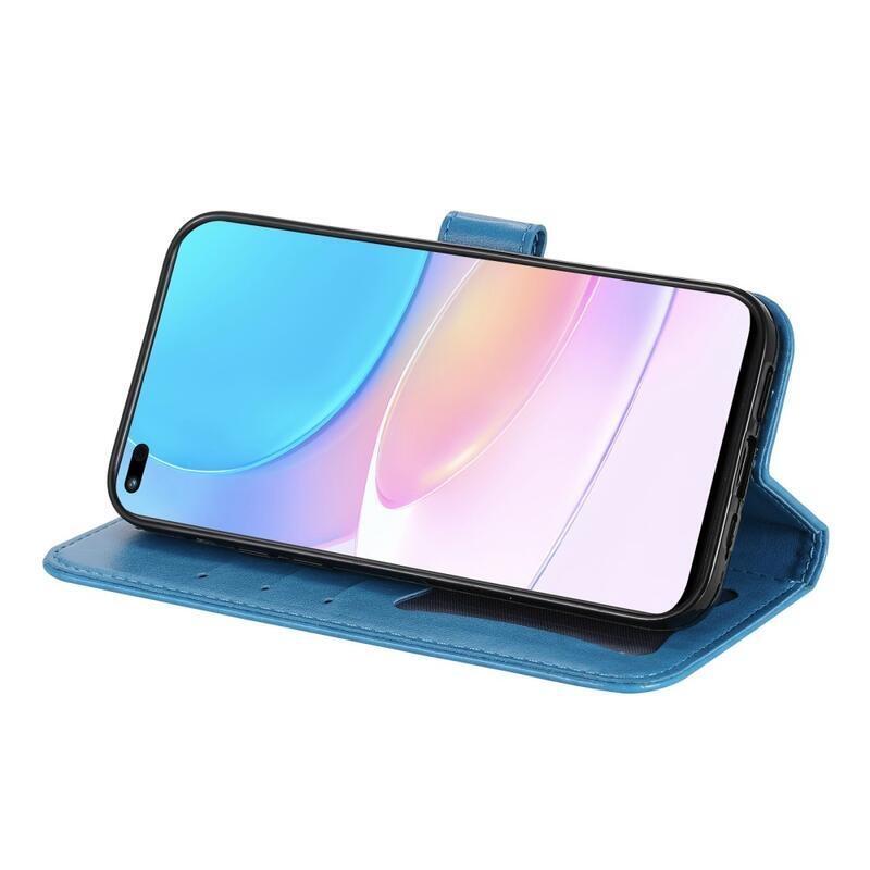 Virág PU bőr pénztárca tok Huawei Nova 8i/Honor 50 Lite-hoz - kék