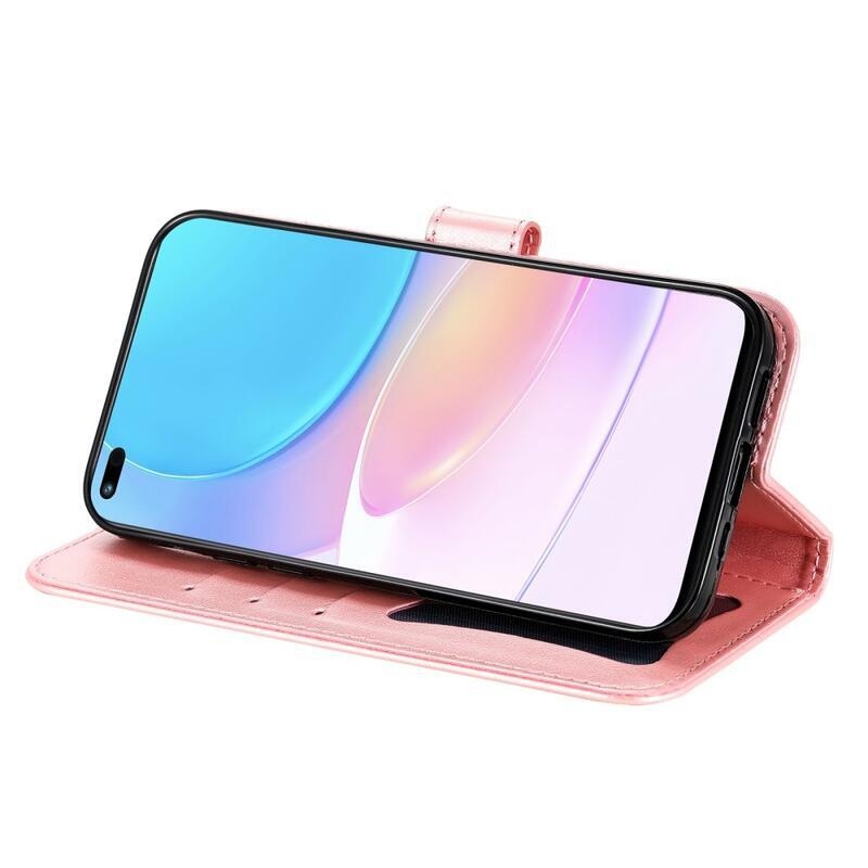 Virág PU bőr pénztárca tok Huawei Nova 8i/Honor 50 Lite - rózsaarany