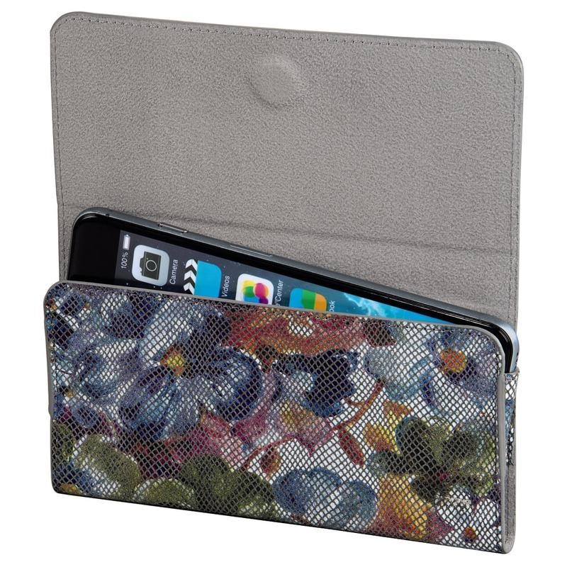 Virágos univerzális mobiltelefon tok 15,5 x 7,7 cm-ig - kék színű