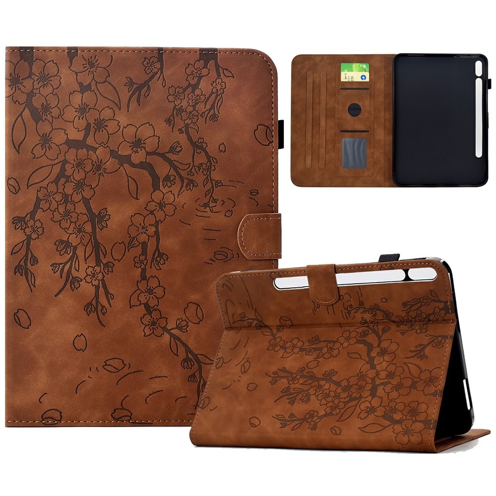 Flower zárható tok a Samsung Galaxy Tab S12+ táblagéphez – barna