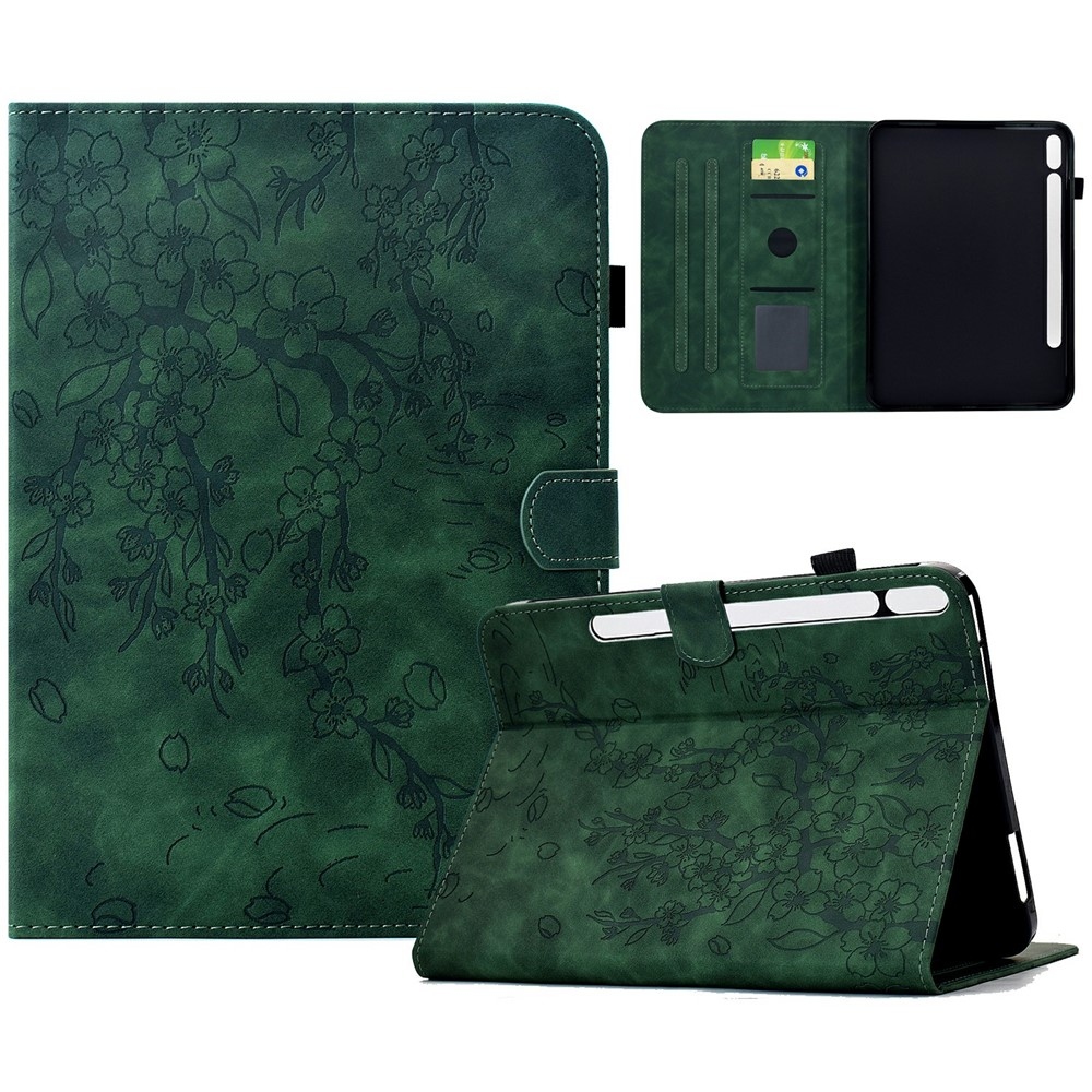 Flower zárható tok a Samsung Galaxy Tab S12+ táblagéphez – zöld