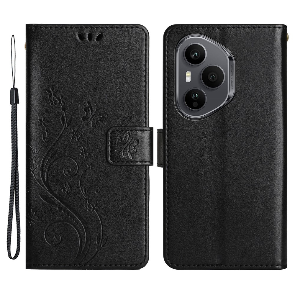 Virágok könyvtáska Honor 400 Pro-hoz - fekete