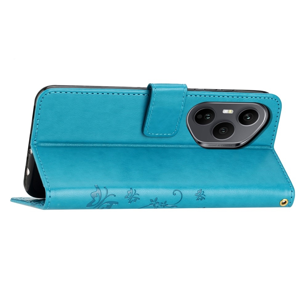 Virágok könyvtáska Honor 400 Pro-hoz - kék