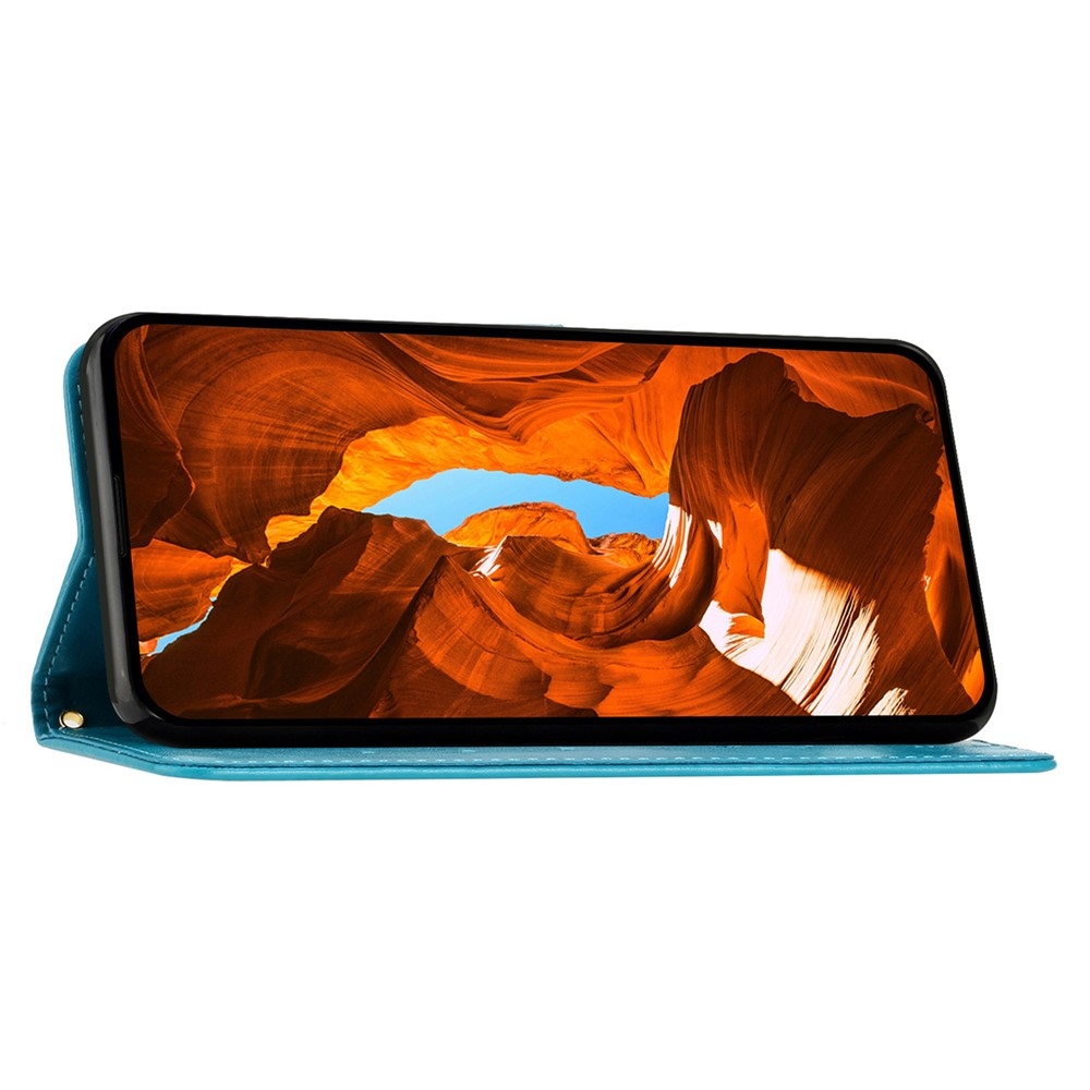 Virágok könyvtáska Honor 400 Pro-hoz - kék