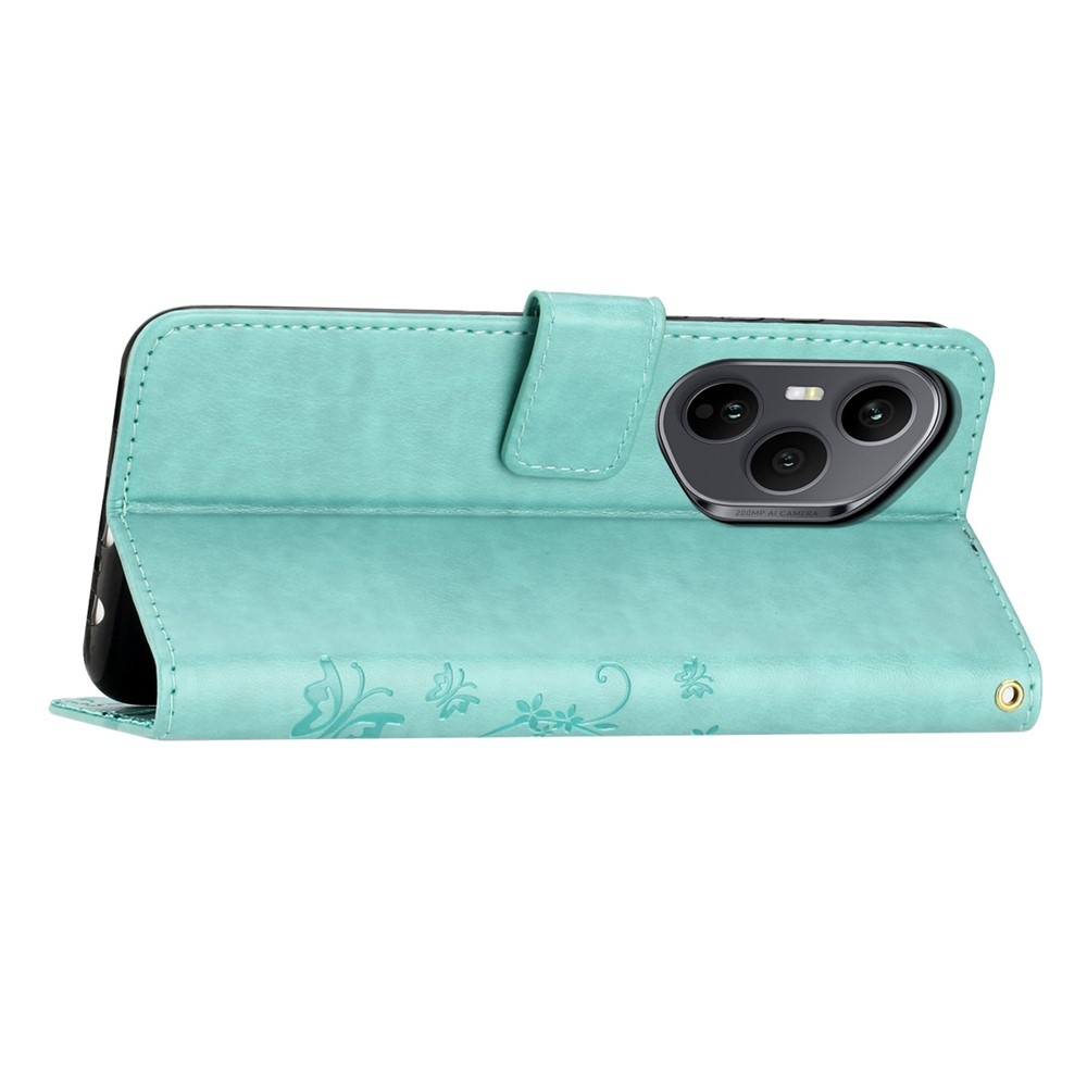 Virágok könyvtáska Honor 400 Pro-hoz - teal színű