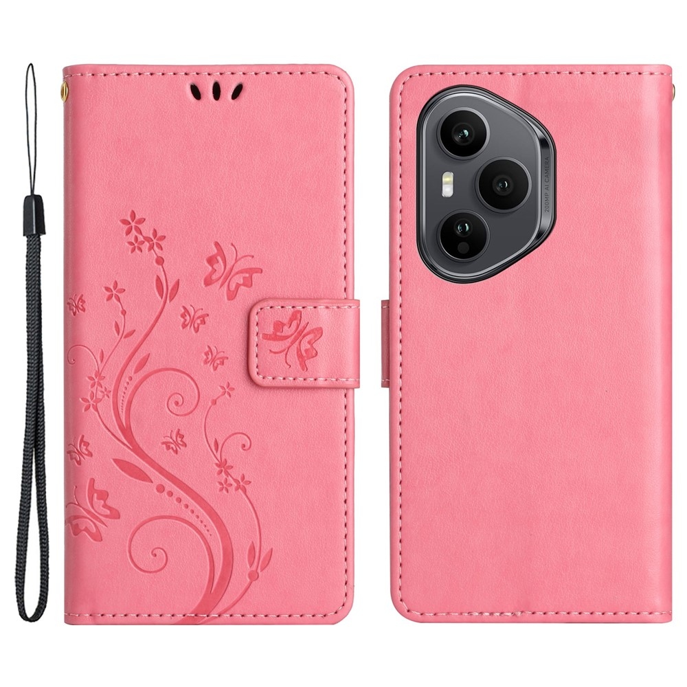 Virágok könyvtáska Honor 400 Pro-hoz - rózsaszín