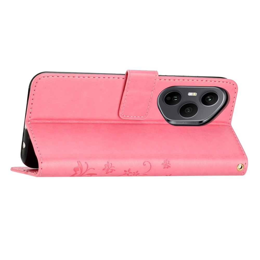 Virágok könyvtáska Honor 400 Pro-hoz - rózsaszín