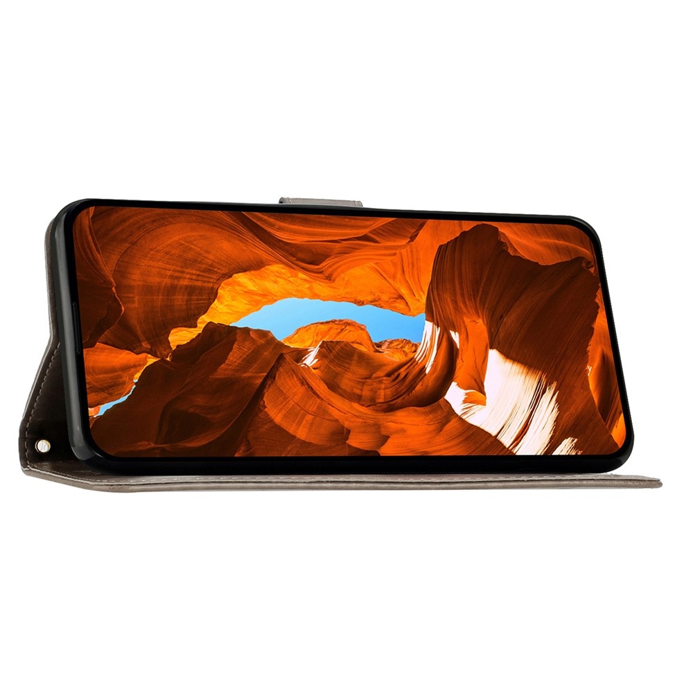 Virágok könyvtáska Honor 400 Pro-hoz - szürke