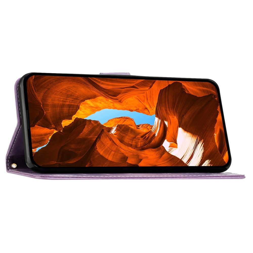 Virágok könyvtáska Honor 400 Pro-hoz - világos lila