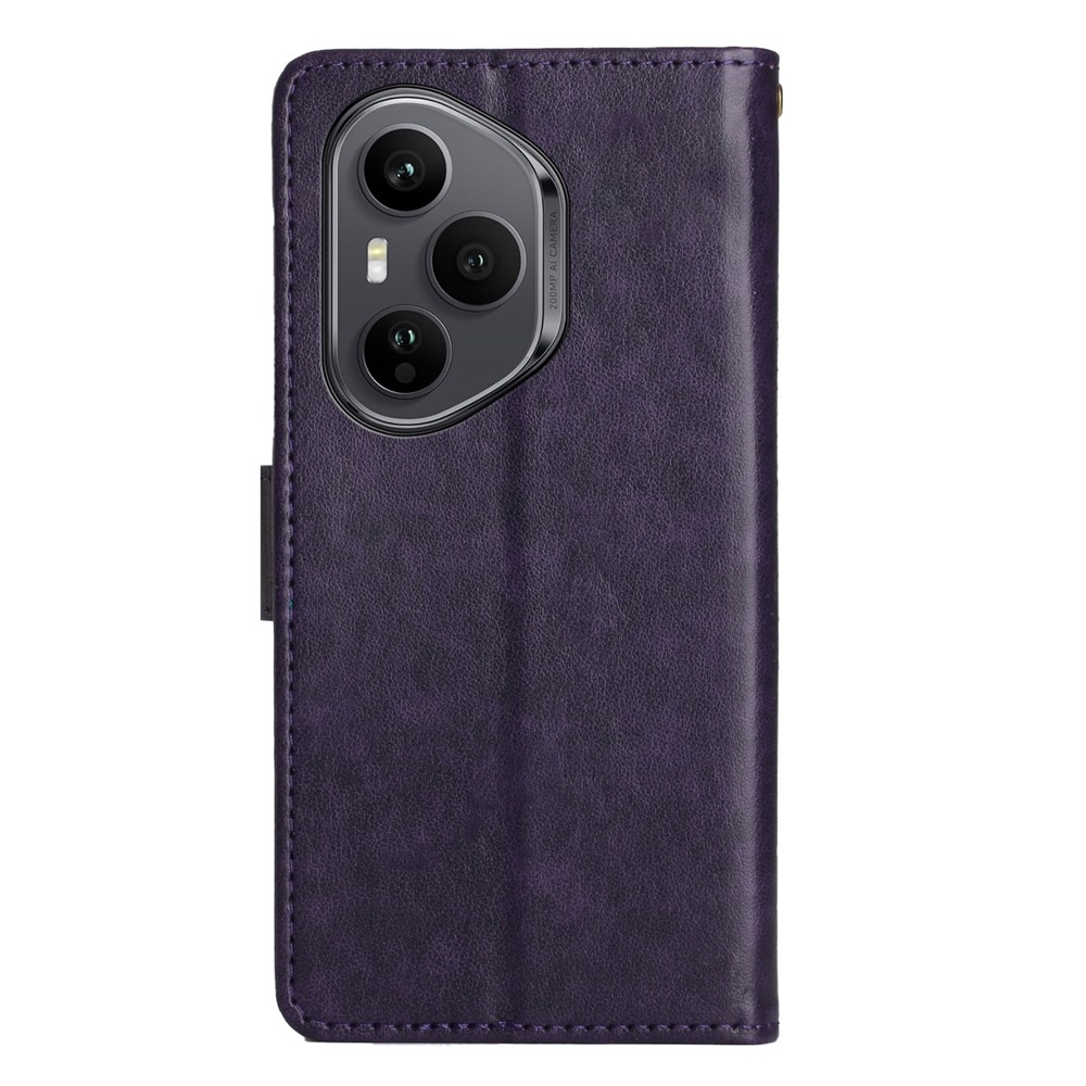 Virágok könyvtáska Honor 400 Pro-hoz - sötétlila