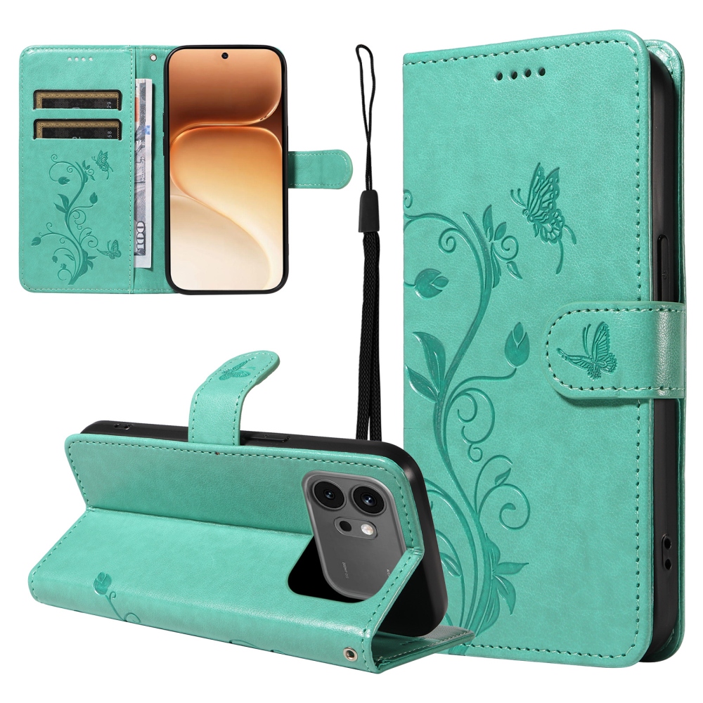 Virágok könyv tok a Honor 600 Pro 5G/Honor 600 5G számára - teal színű