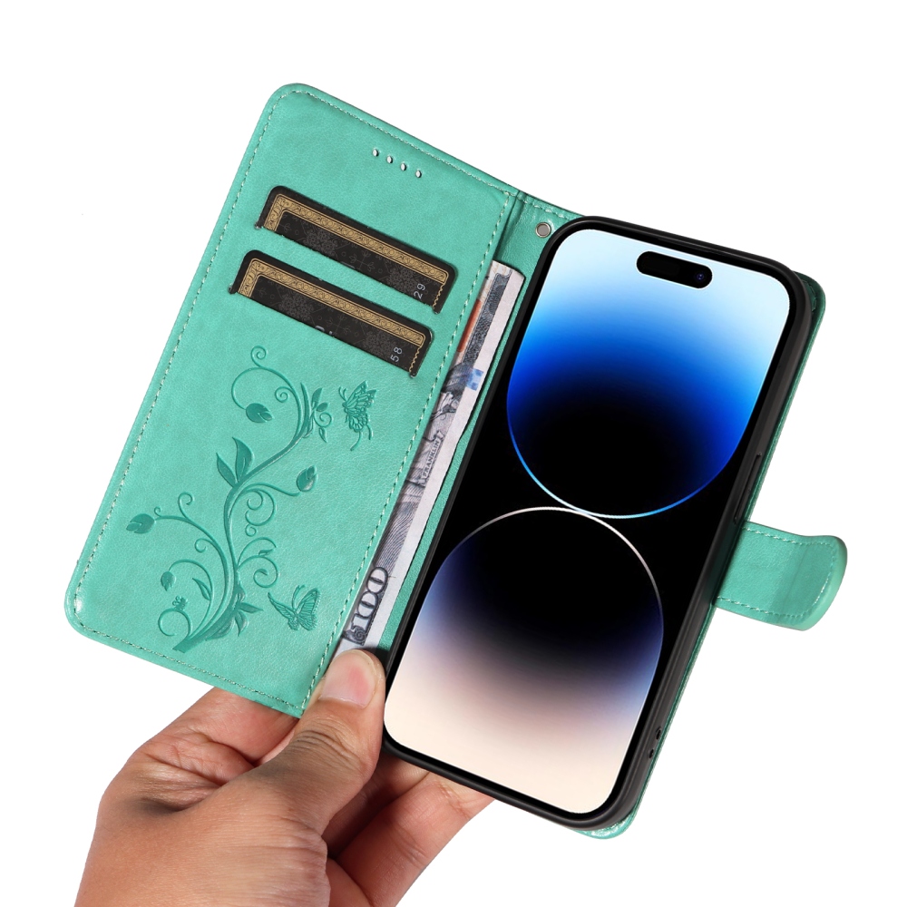 Virágok könyv tok a Honor 600 Pro 5G/Honor 600 5G számára - teal színű