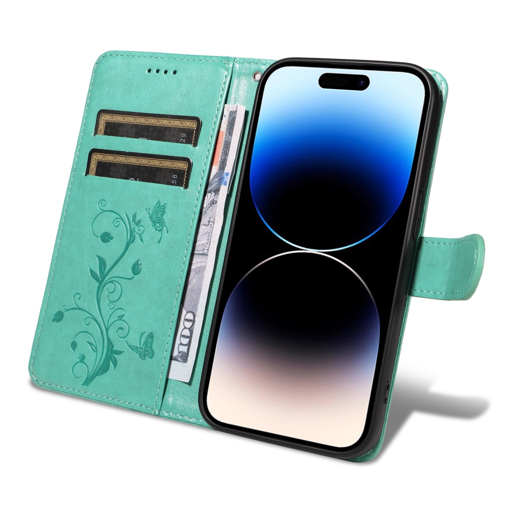 Virágok könyv tok a Honor 600 Pro 5G/Honor 600 5G számára - teal színű