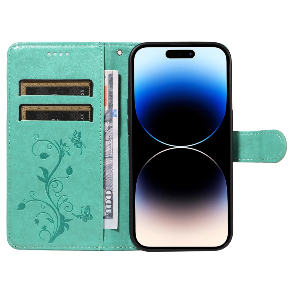Virágok könyv tok a Honor 600 Pro 5G/Honor 600 5G számára - teal színű
