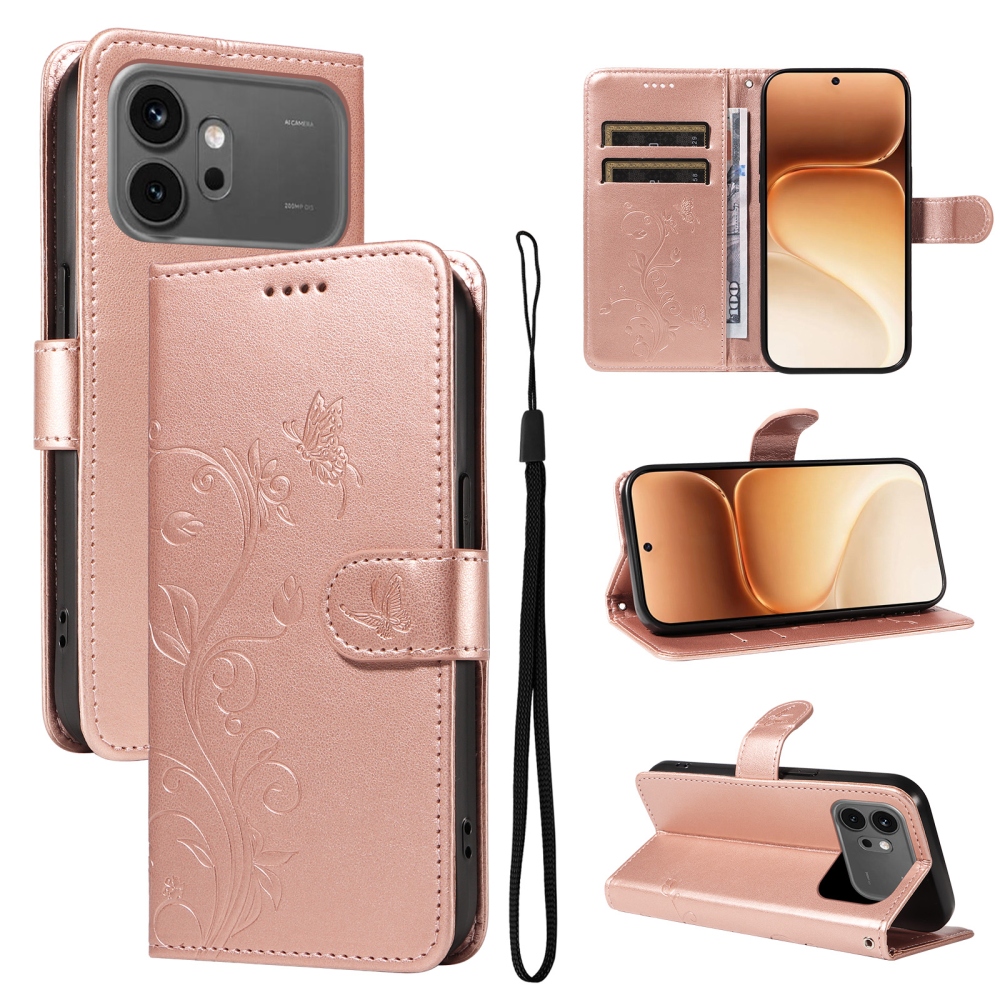 Virágok könyv tok Honor 600 Pro 5G/Honor 600 5G - rózsa arany