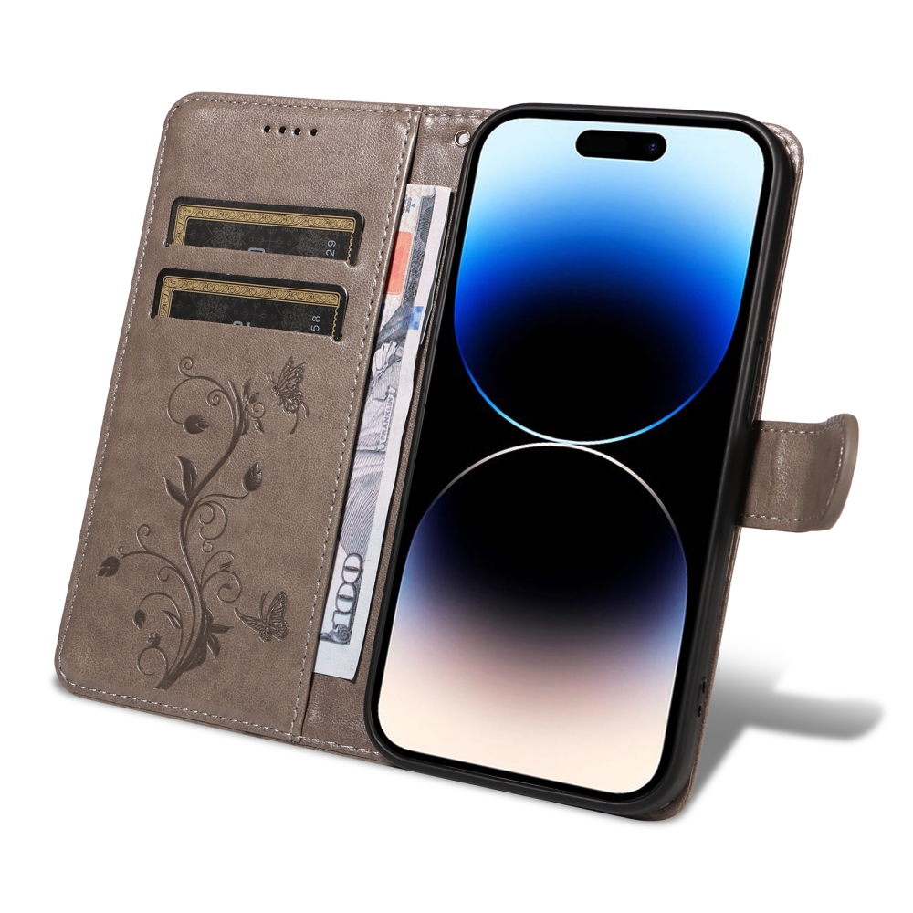 Virágok könyv tok a Honor 600 Pro 5G/Honor 600 5G számára - szürke