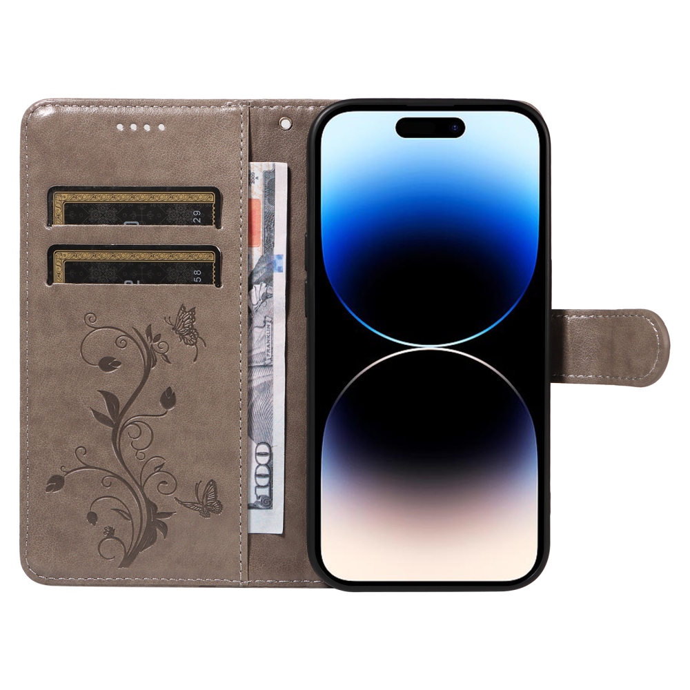 Virágok könyv tok a Honor 600 Pro 5G/Honor 600 5G számára - szürke