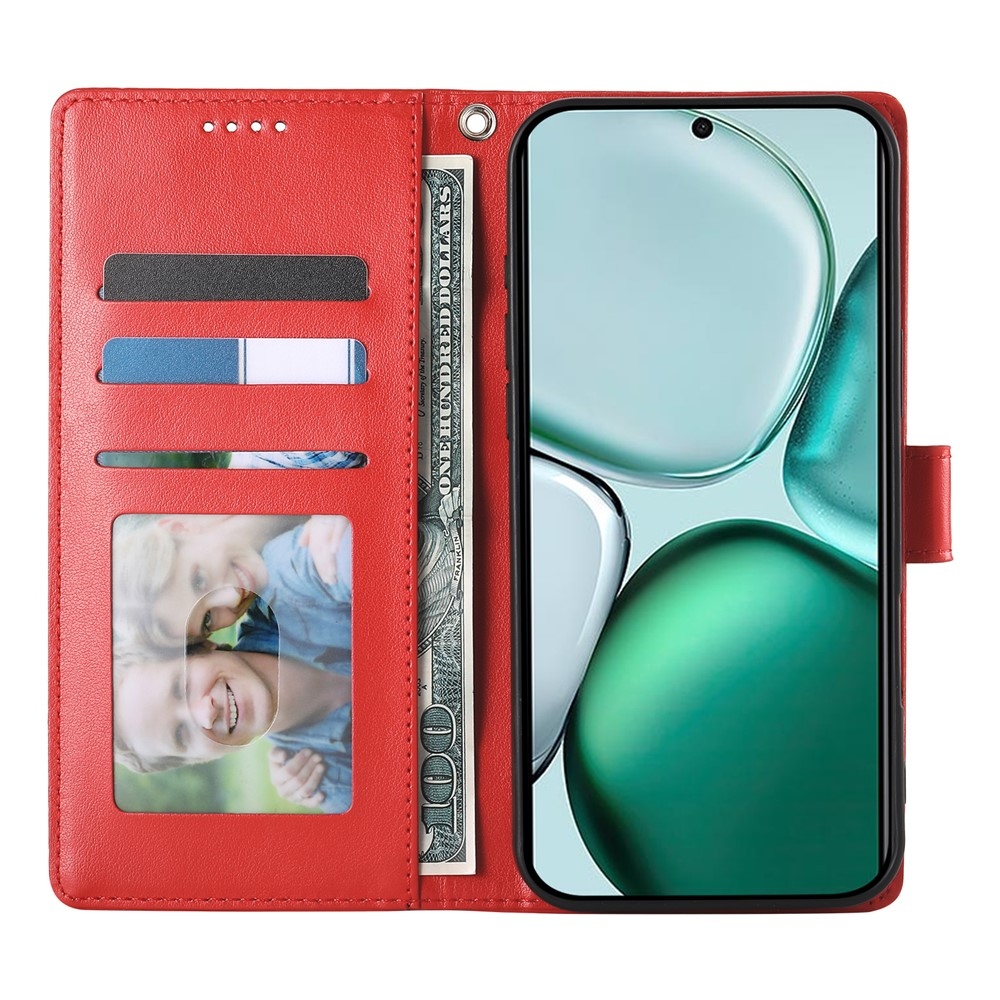 Virágok könyvtáska Honor Magic 8 Lite 5G-hez - piros