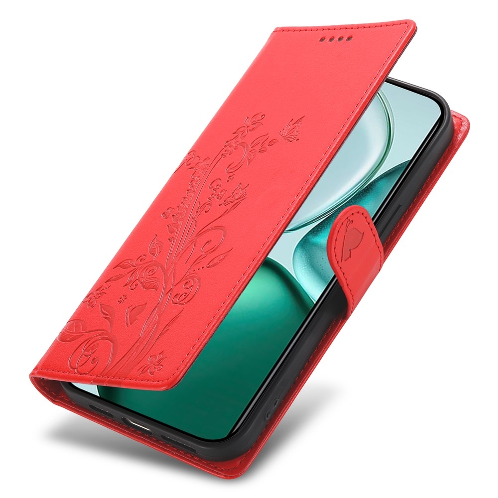 Virágok könyvtáska Honor Magic 8 Lite 5G-hez - piros