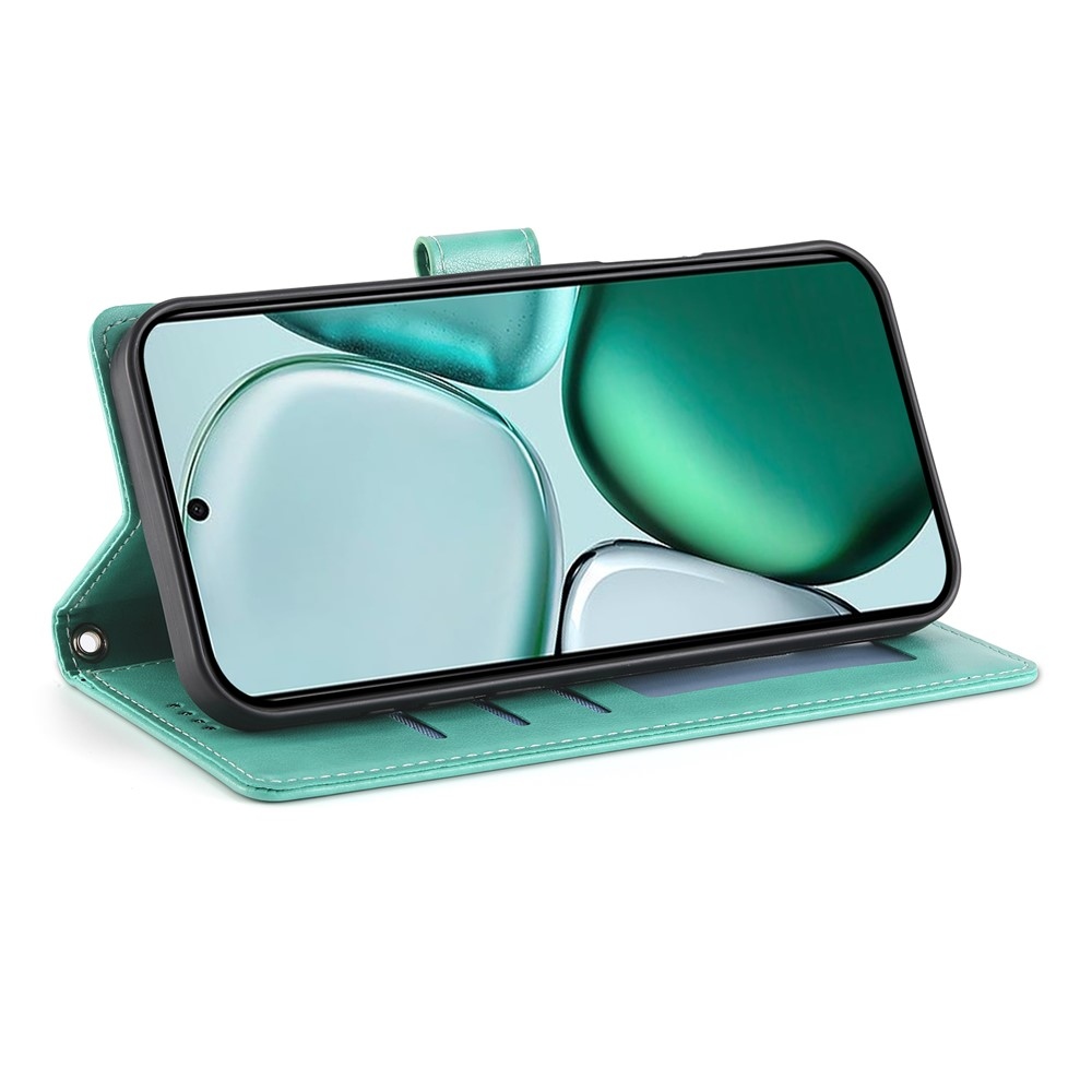 Virágok könyvtáska a Honor Magic 8 Lite 5G-hez - teal színű