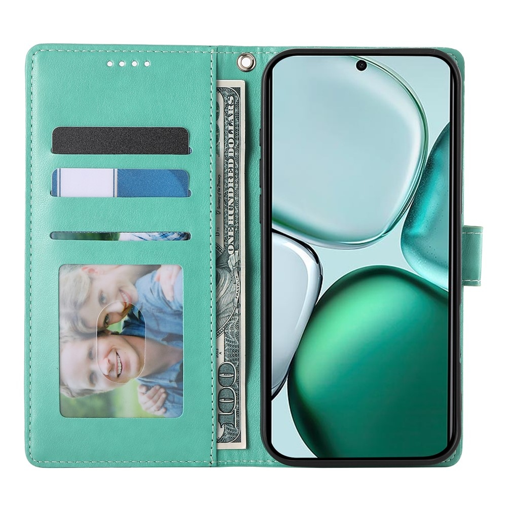 Virágok könyvtáska a Honor Magic 8 Lite 5G-hez - teal színű