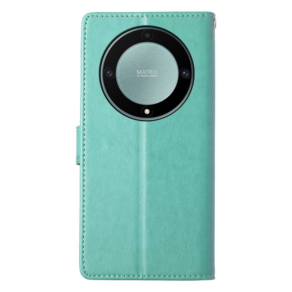 Virágok könyvtáska a Honor Magic 8 Lite 5G-hez - teal színű
