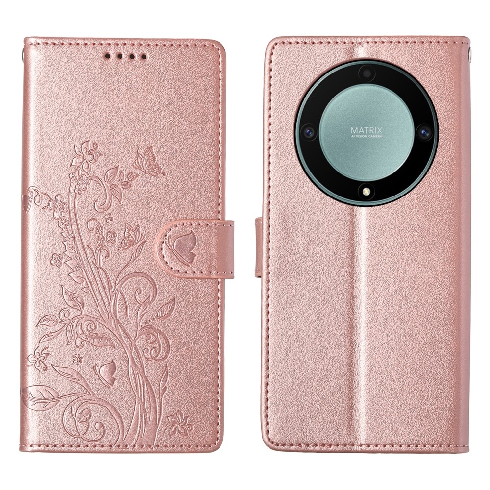 Virágok könyv tok Honor Magic 8 Lite 5G - rózsaarany