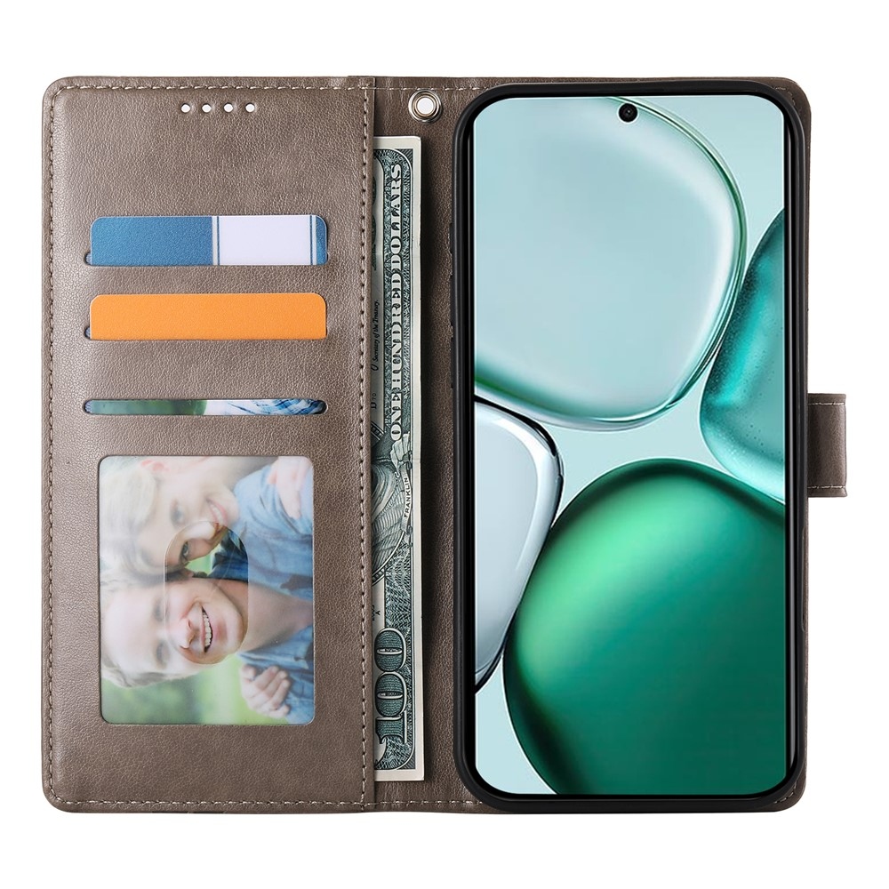 Virágok könyvtáska a Honor Magic 8 Lite 5G számára - szürke