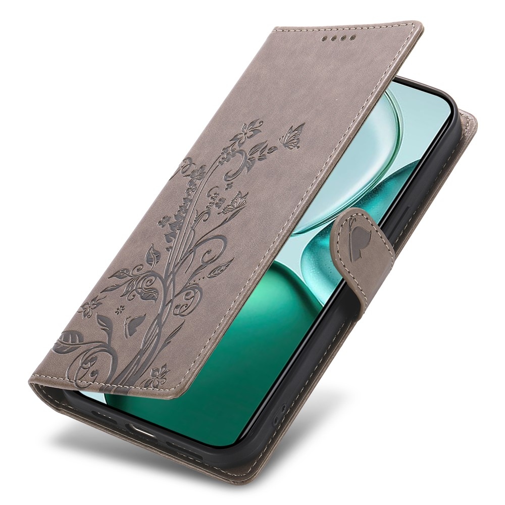 Virágok könyvtáska a Honor Magic 8 Lite 5G számára - szürke