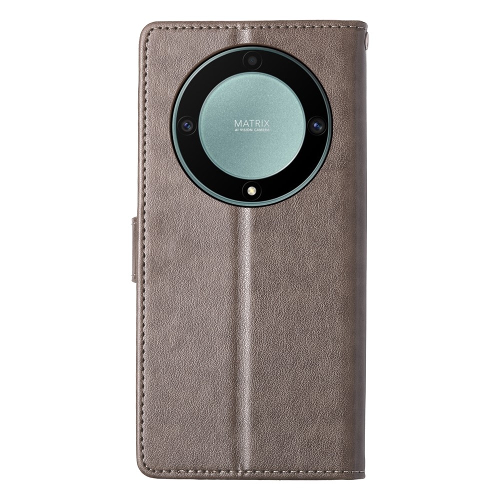 Virágok könyvtáska a Honor Magic 8 Lite 5G számára - szürke