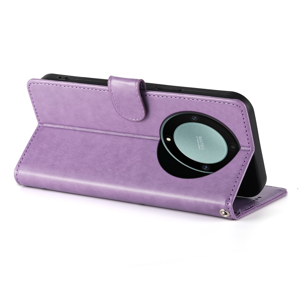 Virágok könyvtáska Honor Magic 8 Lite 5G-hez - világos lila