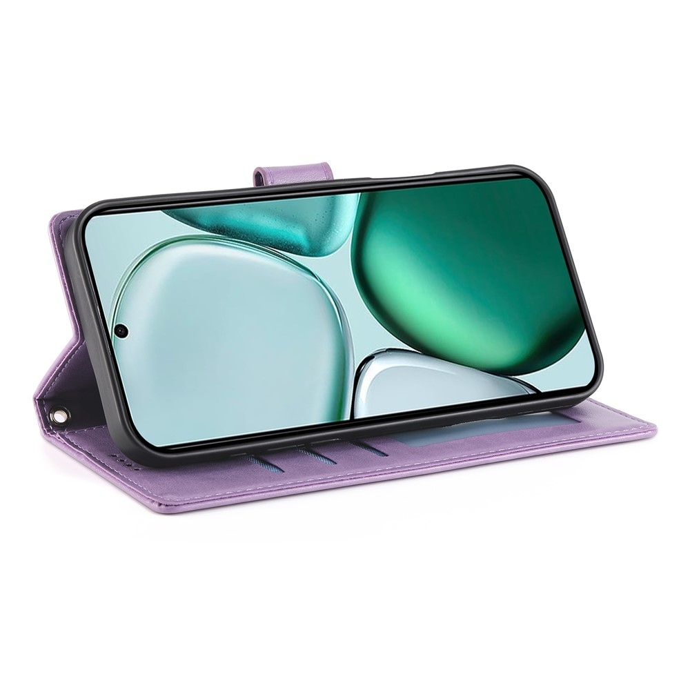 Virágok könyvtáska Honor Magic 8 Lite 5G-hez - világos lila