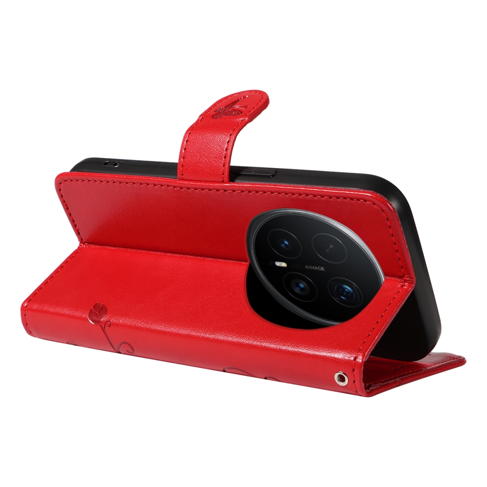 Virágok könyv tok a Honor Magic 8 Pro 5G-hez - piros