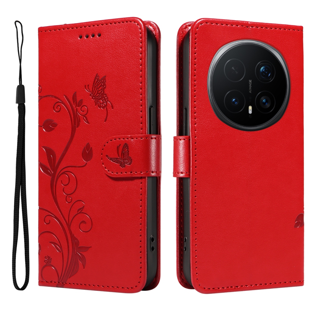 Virágok könyv tok a Honor Magic 8 Pro 5G-hez - piros